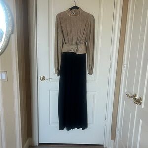 Gold and Black Elegant High-Waist Maxi Skirt